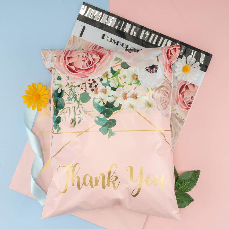 Poly Mailers Shipping Bags Thank You Notes Flowers Surrounded 3 Mil Heavy Duty S gallery