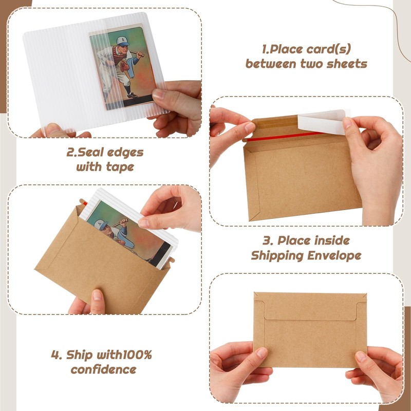 100 100 Pcs Trading Card Shipping Set 4 x 6'' Trading Card Protector and Mail gallery