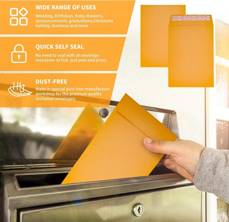 100 Pack 6x9" Kraft Catalog Mailing Envelopes Mailers Peel Self Seal gallery