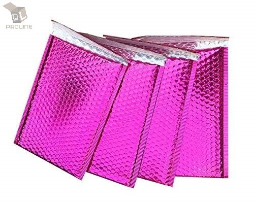 100 #2 Glamour Metallic Pink Poly Bubble Shipping Mailers Envelopes Bags 8.5×12