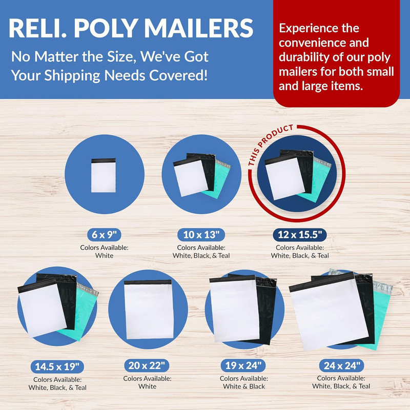 Poly Mailers 12X15.5 | 500 Pcs Bulk | Shipping Envelopes | White Packaging Bags gallery