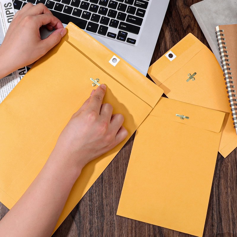 100 Pieces 3 Sizes Manilla Yellow Envelopes with Clasp Closure, Clasp Envelop... gallery