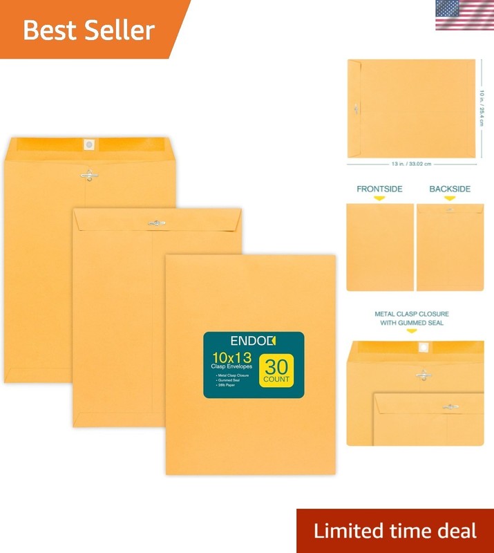Clasp Envelopes 10×13 Inch – 30 Pack Brown Kraft Catalog Envelope with Clasp …