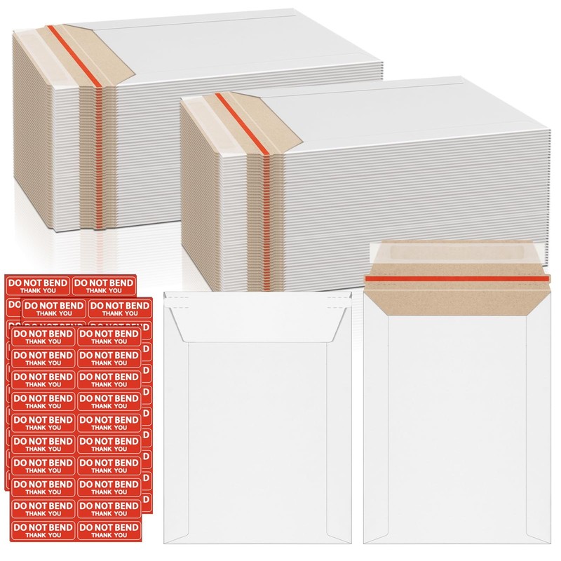 100 Pack 6″x8″ Rigid Mailers Self Seal Document Mailers Flat Cardboard Envelopes