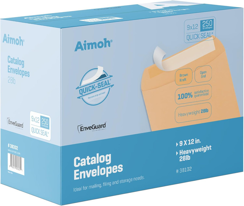 9 X 12 Self-Seal Brown Kraft Catalog Mailing Envelopes - 28Lb - 250 Count, 9X12 gallery