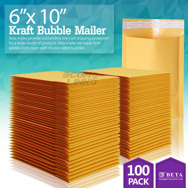 100 #0 6 x 10 Kraft Bubble Padded Envelopes Mailers Shipping Bag 6″x10″