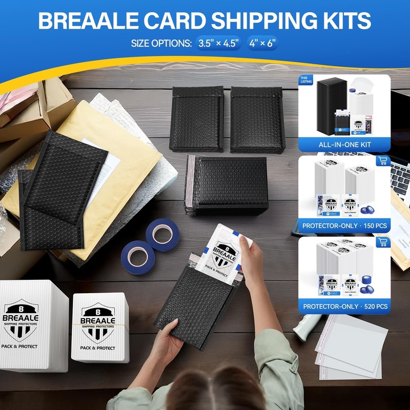 Trading Card Shipping Kit, Includes 100 4'' x 6'' Graded Card Shipping Protec... gallery