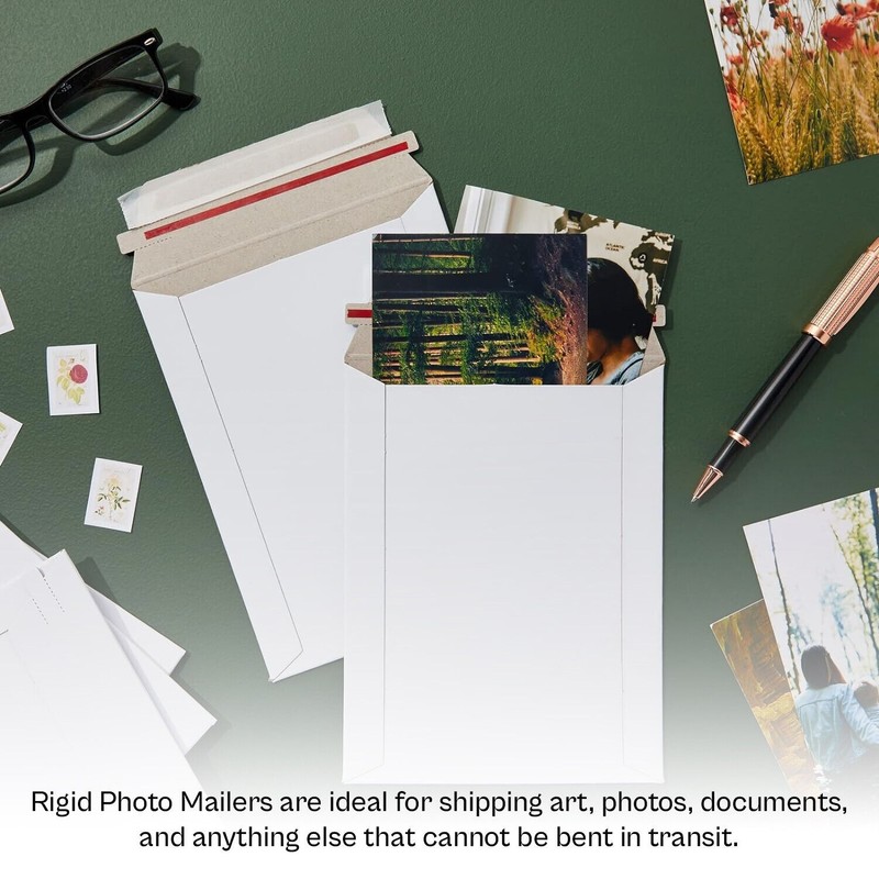 200 Pcs White Rigid Photo Document Mailers 13"x18" Cardboard Envelopes gallery