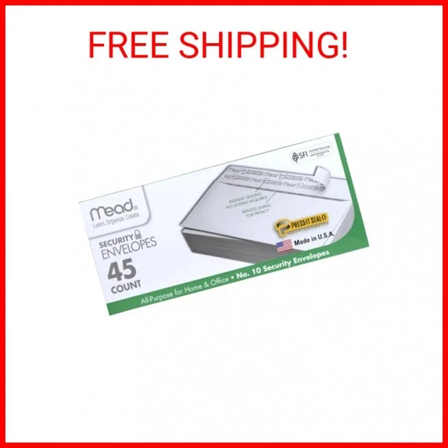 Mead #10 Security Business Envelopes Letter Size 4-1/8″ x 9-1/2″ – Peel and Seal