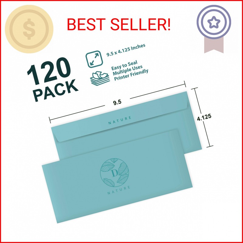 #10 Colored Envelopes - 120 Pack Pastel Color Business Envelopes, Square Flip, 4 gallery