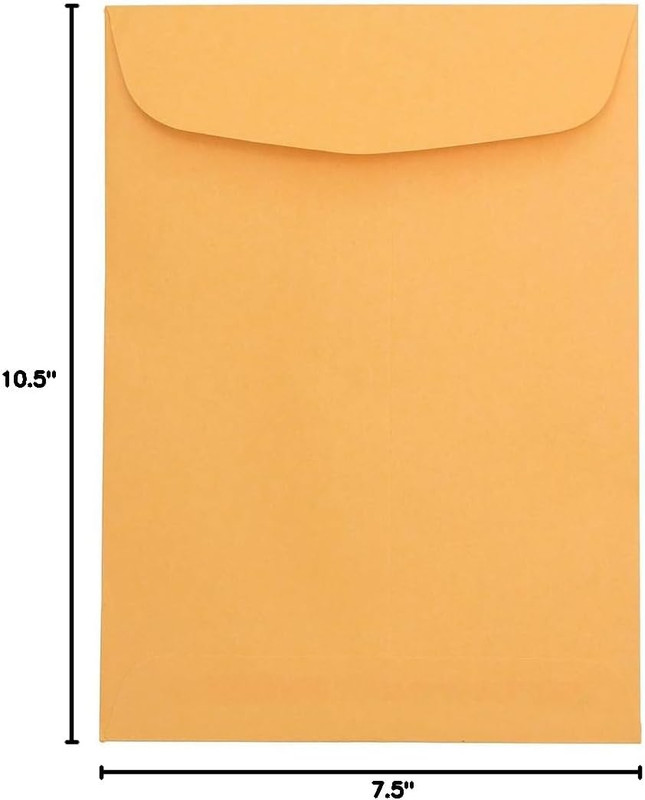 7 1/2 X 10 1/2 Open End Catalog Envelopes - Brown Kraft Manila - 50/Pack gallery
