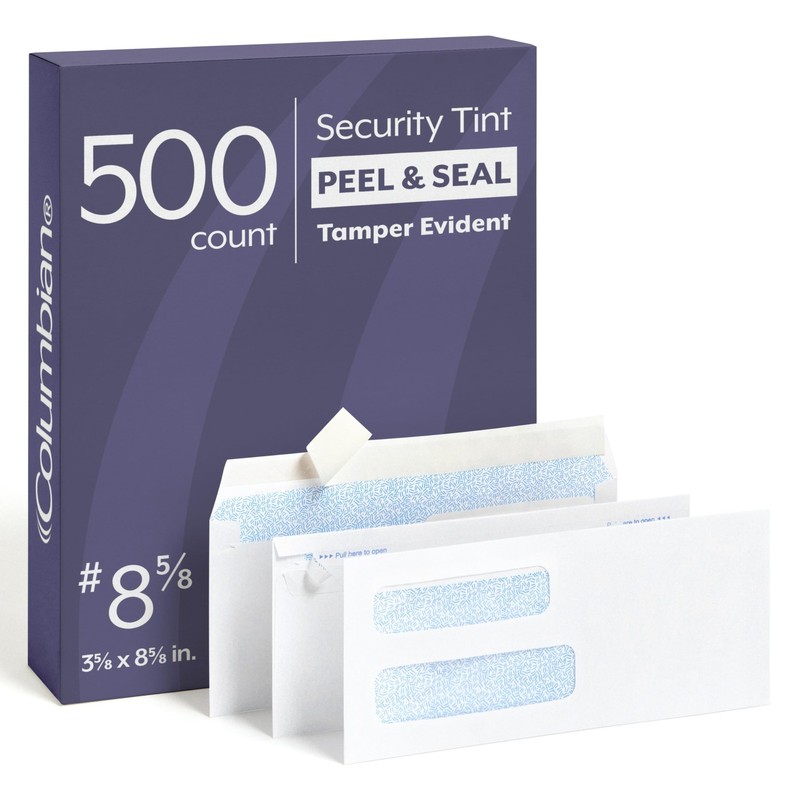 #8-5/8 Security Envelopes, 500 Pack, Double Window Self Seal Envelopes for Qu…