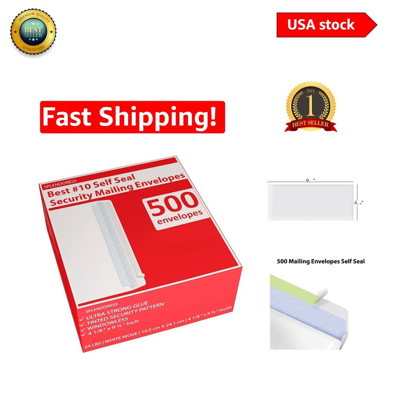 500 Count Peel & Stick Envelopes | 24lb Durable Paper | Perfect for Business Use