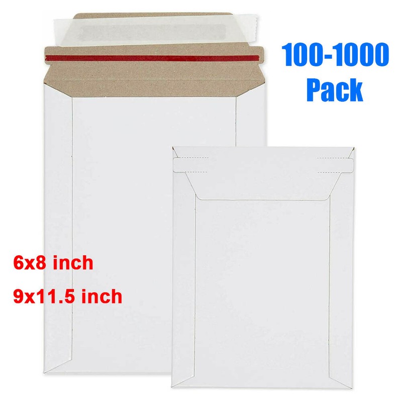 100-1000 Rigid Photo Document Mailers Flat Cardboard Catalog Envelopes Self Seal