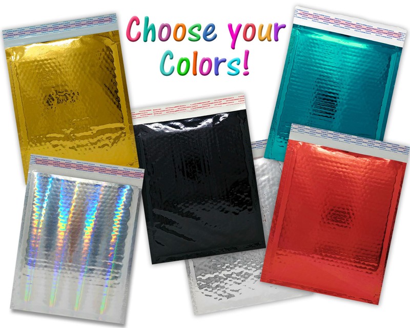 8.5×12 Teal, Gold, Silver, Black, Red METALLIC BUBBLE MAILERS, Padded Envelopes!