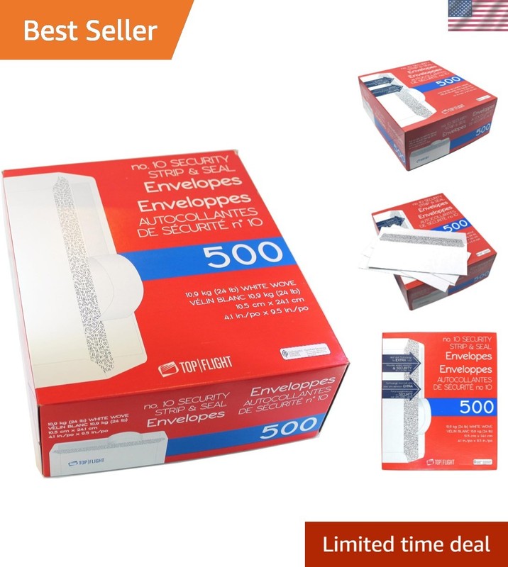 Self-Sealing #10 Envelopes with Security Tint – 24 lb, 500 Count for Mailing