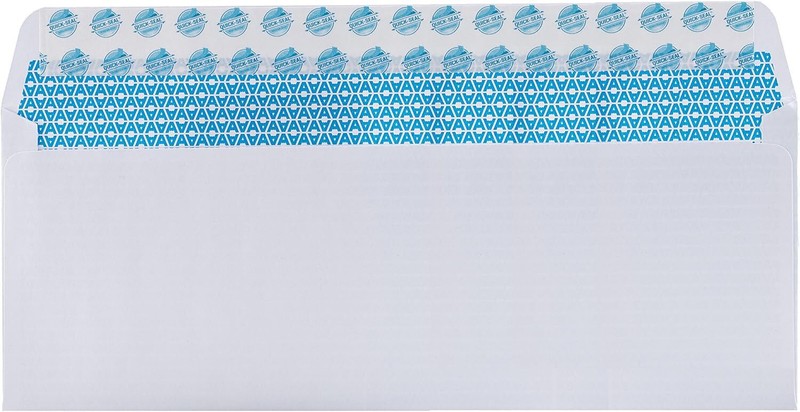 Aimoh #10 Security Envelopes 4⅛x9½" Self Seal No Window – 100 Pack White gallery