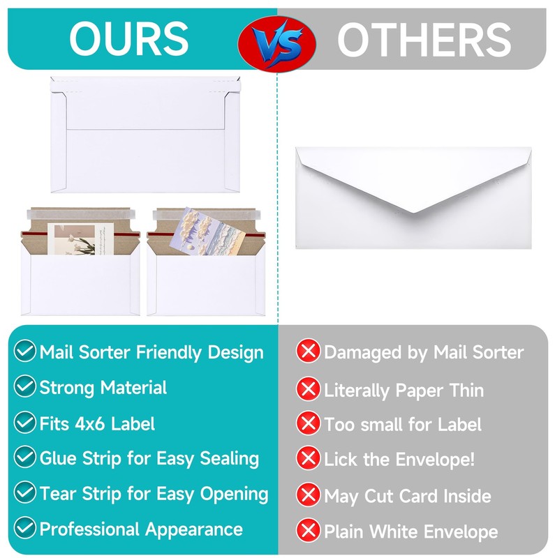 50 Pack 7" x 4.35" Rigid Mailer Trading Card Envelopes Mailers，450gsm Self Se... gallery