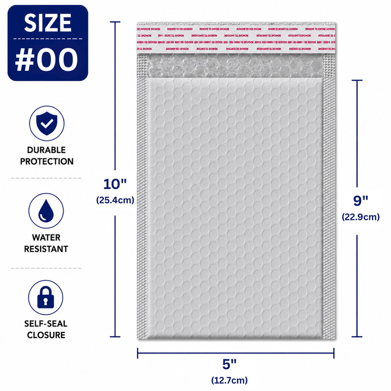 #00 5″x9″ Padded Bubble Mailers Waterproof Mailing Bags Gray Shipping Envelopes