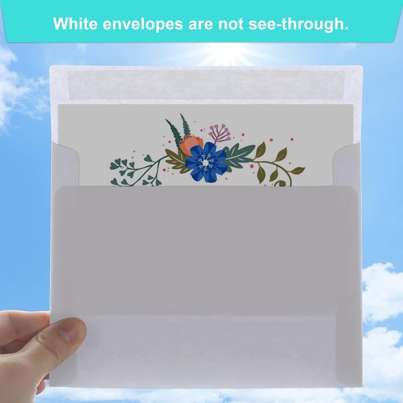 50 Self-Seal White A7 Envelopes - Perfect for Invitations, Photos & Mailings gallery