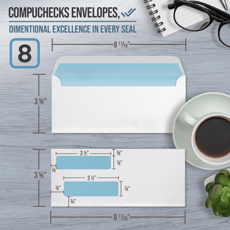 Double Window Envelopes #8 - Gummed, Security Business Mailing Check Envelope... gallery
