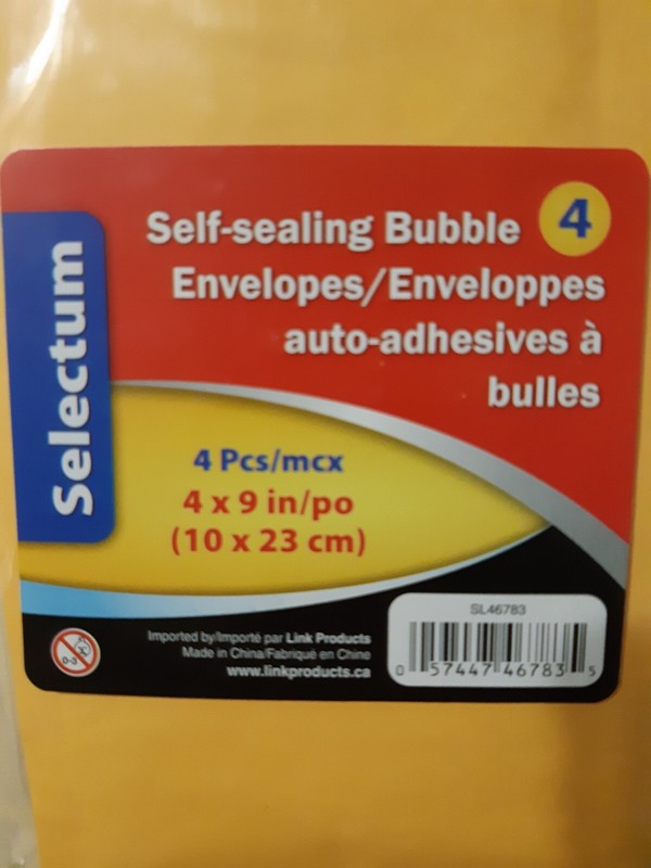 Selectum 1 Pack of 4 Unopened Brand New. 4x9 in, 10x23 cm Padded Bubble Mailer. gallery