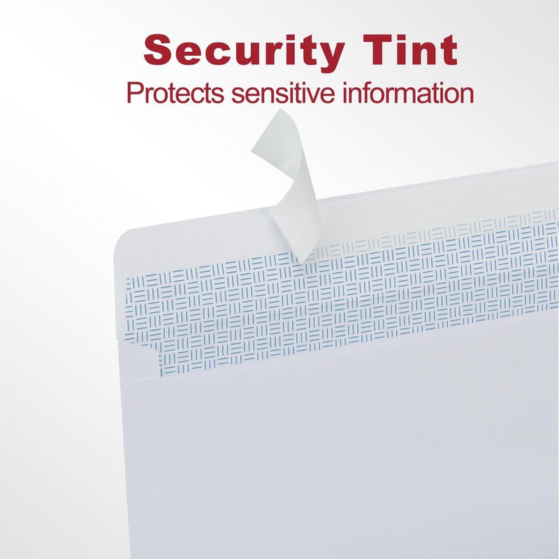 #10 Business Envelopes White 41/8 x 91/2 Inch SelfSeal Security Tint 60 Pcs f gallery