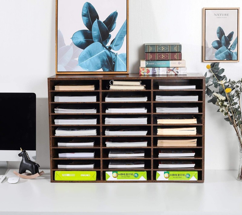 Tqvai Wood Literature Organizer 27 Slots Hold 13500 Sheets A4 Papers Wooden gallery