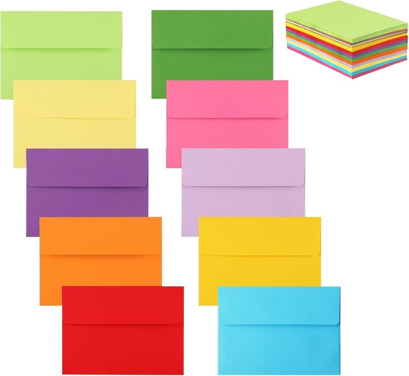 50 Pack 5X7 Envelopes, 5.25 X 7.25 Inch, 120 Gsm Thick Paper Self Seal Colorful