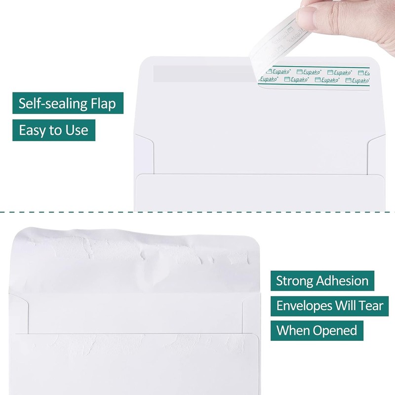 Durable A2 White Invitation Envelopes - Self-Seal 100 Count for All Occasions gallery