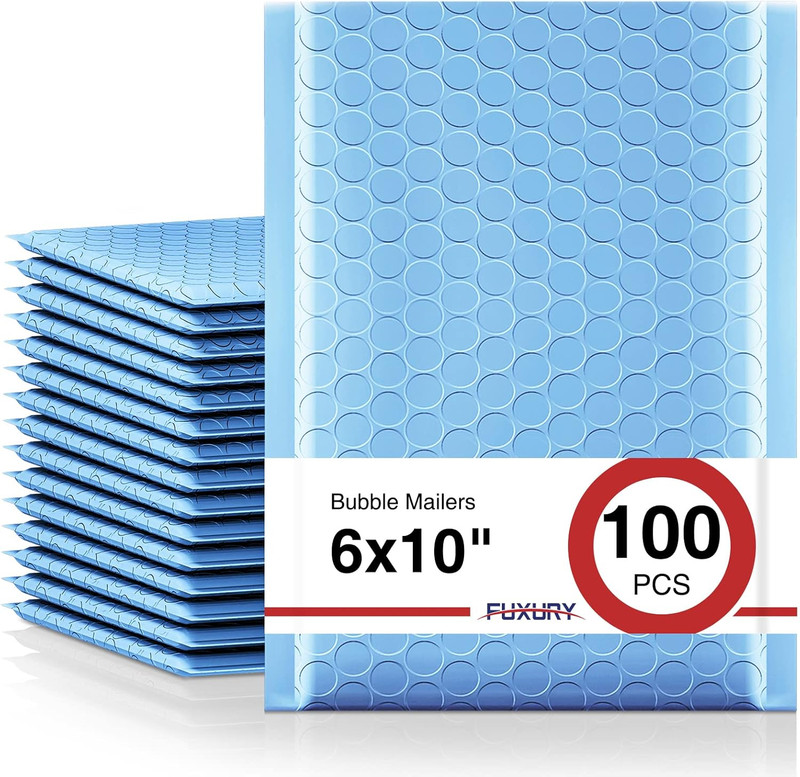 100 Bubble Mailers 6×10 Light Blue Padded Shipping Envelopes Size 0