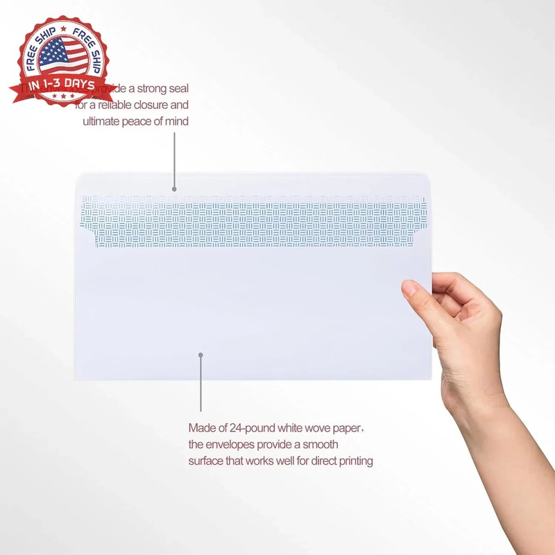 Zzrywuty #10 Letter Size Mailing Envelopes for Business, 100pcs Self Seal Window gallery