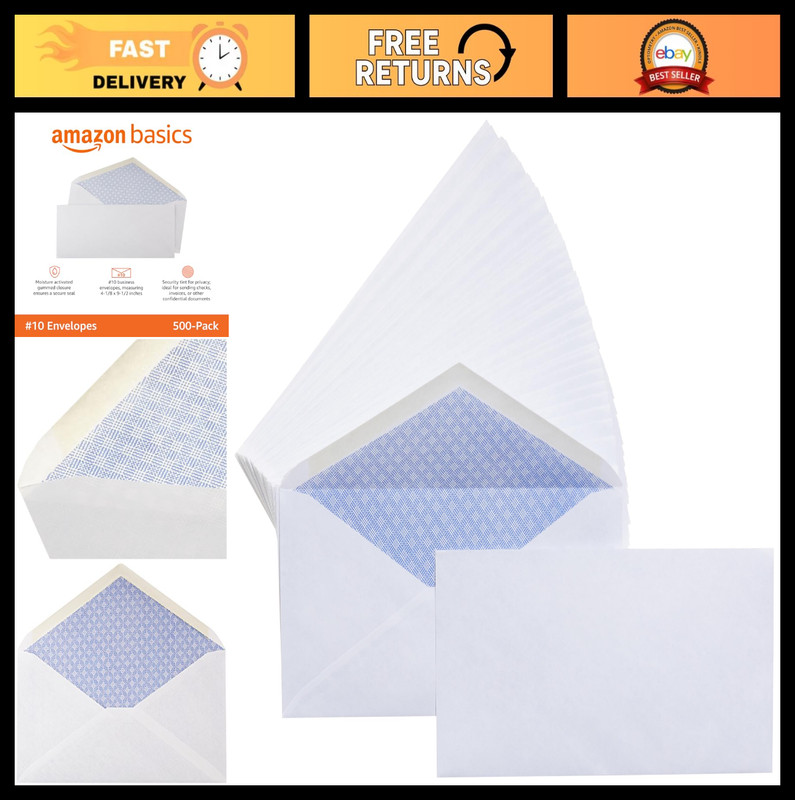 Security Tinted Business Envelopes for Documents & Invoices, 500 Pack, 4-1/8″ x