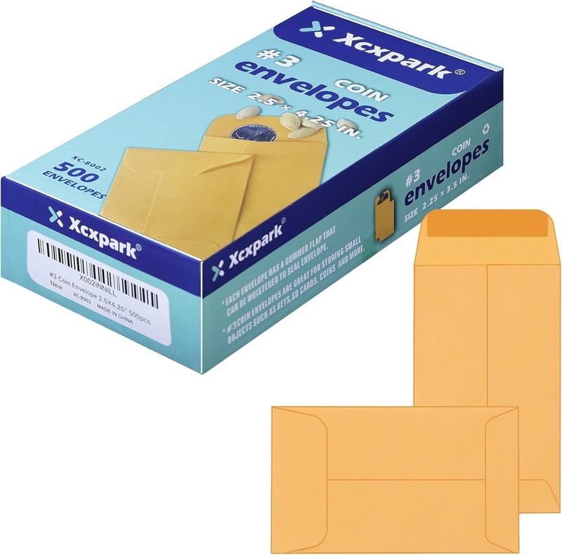 500 PCS Coin Envelopes, 2-1/2” x 4-1/4” inches Brown Kraft Envelopes Classic ... gallery