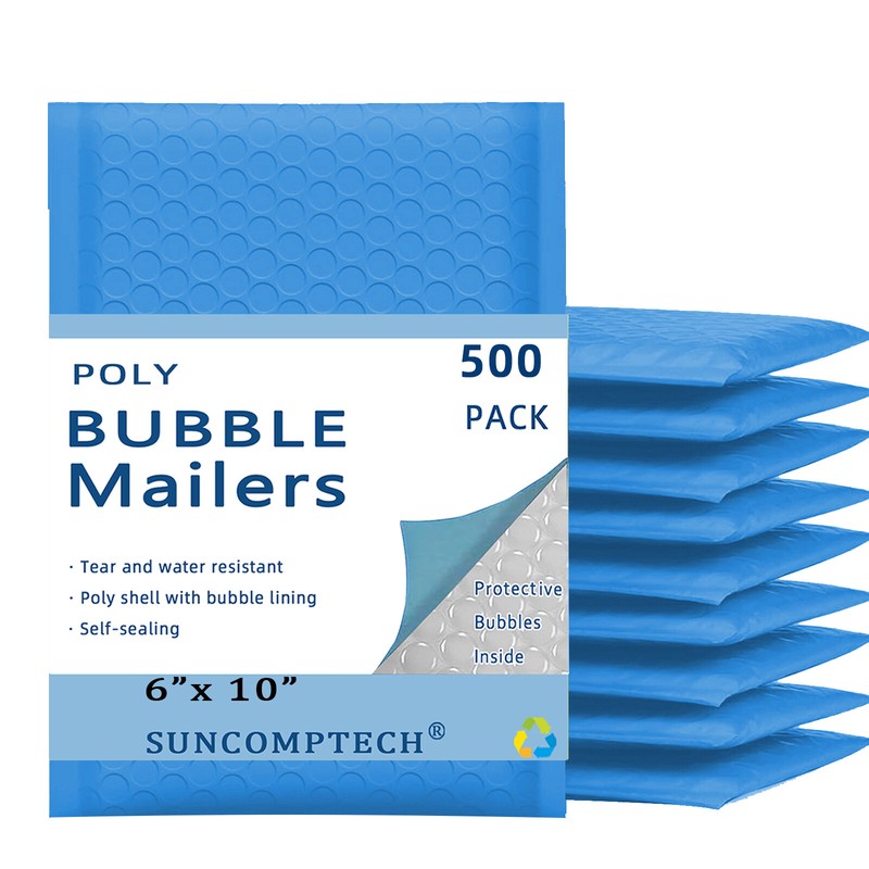#0 6×10 (6×9) Poly Bubble Padded Envelope Mailer Shipping Bag Light Blue 500 PCS