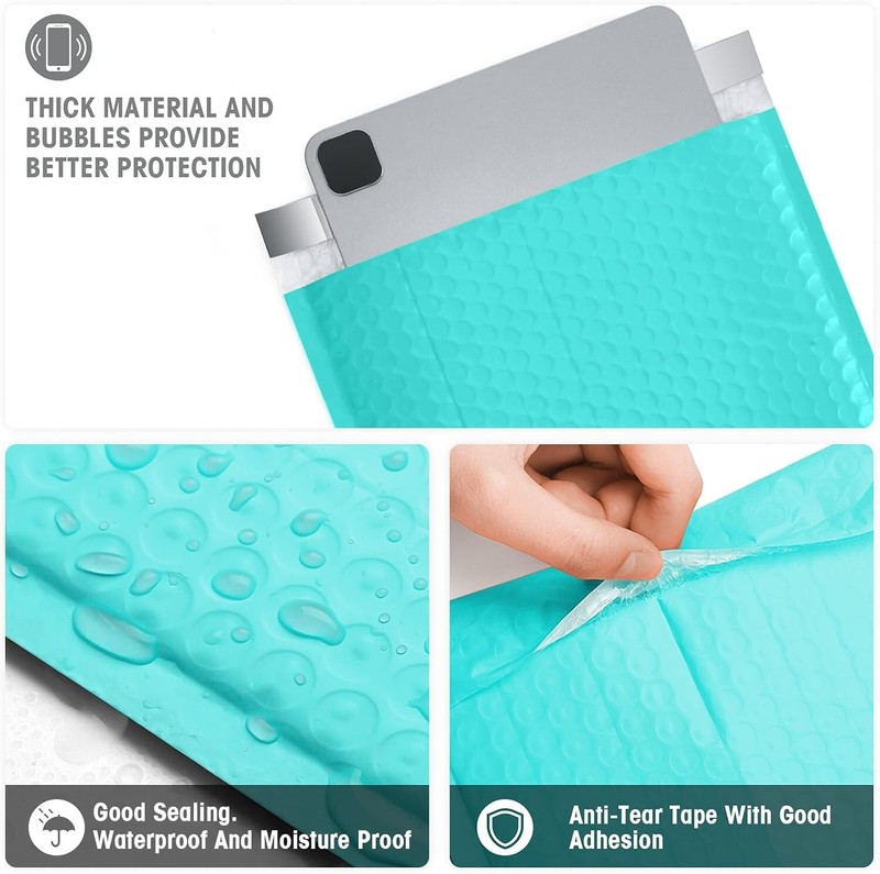 500x Bulk Bubble Mailers 8.5x12 Padded Envelopes 8.5x11 Poly Mailing Bags Teal gallery