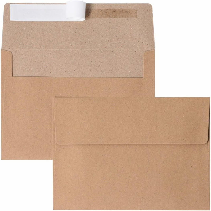 50 Pack Kraft A4 Envelopes, Brown 4X6 Invitation Envelopes, Self Seal Envelopes