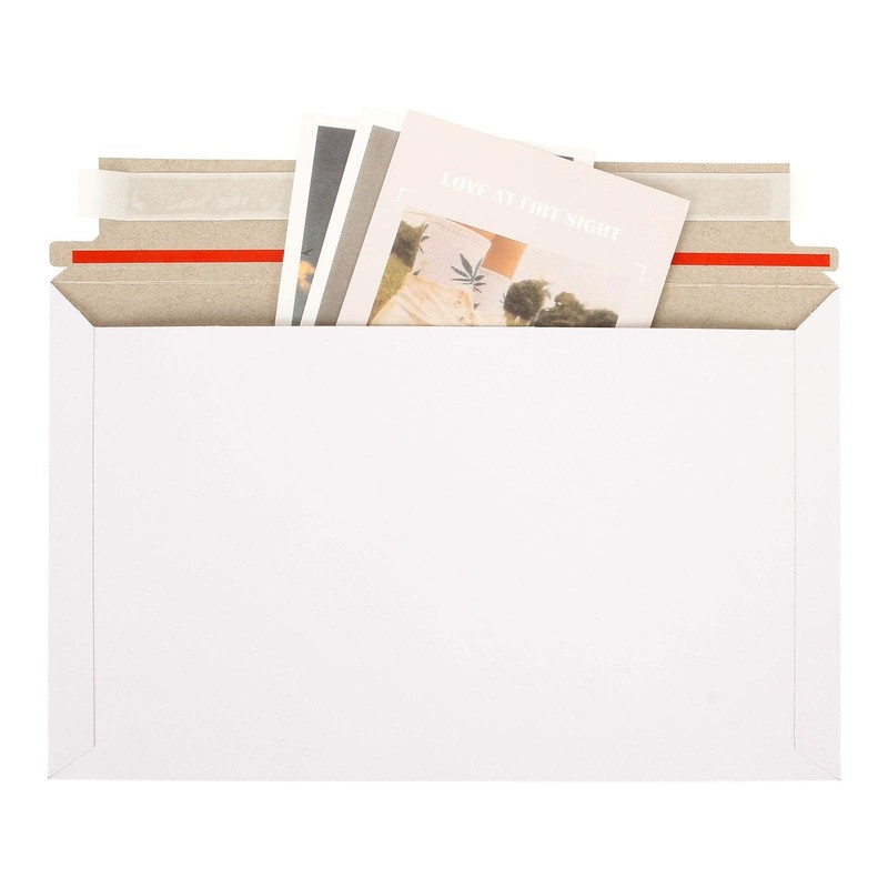 100 Pack Rigid Mailers 6 x 10 Stay Flat Mailer White Self Seal Cardboard Pape... gallery