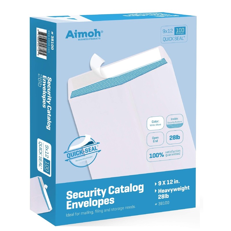 Self-Seal Security Tinted 9X12 Easy Close Catalog Envelope 100 Count Ultra
