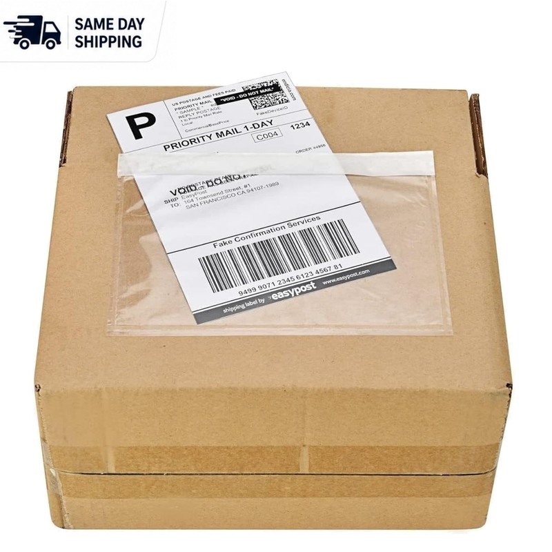 200 Count Self-Adhesive Clear Shipping Label Sleeves – 7.5″ x 5.5″