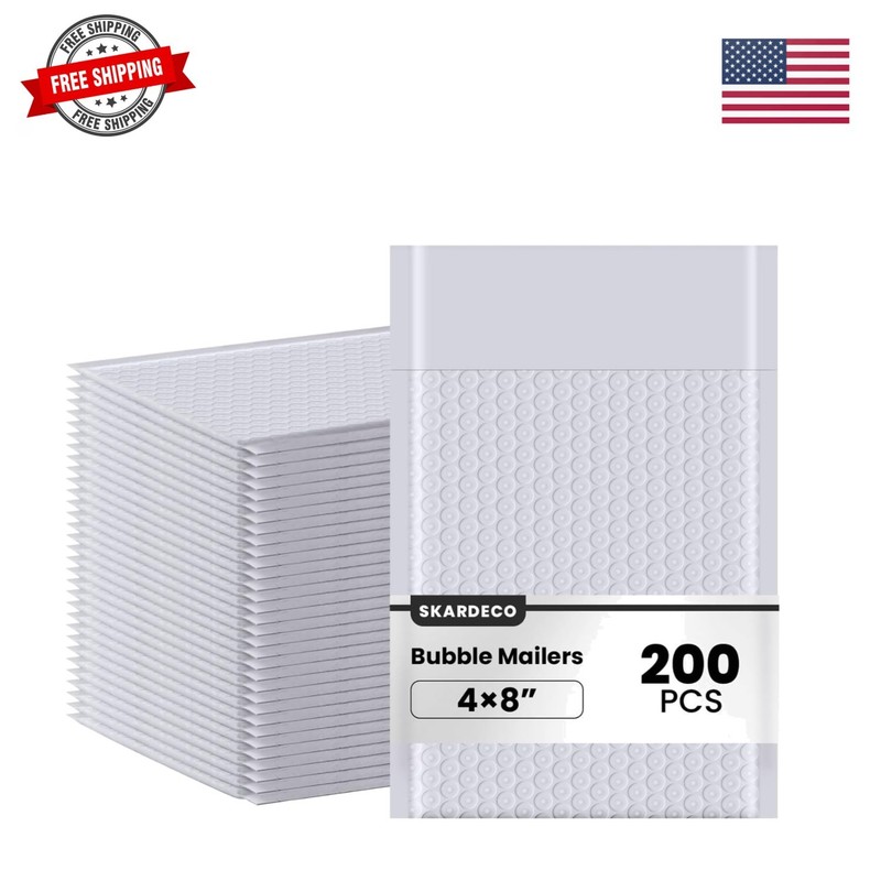 Bubble Mailers 4x8inch 200Pack Grey Bubble Mailers Self-Seal Padded Mailing E…