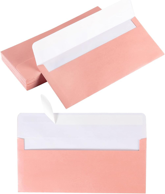 50 Pack Shiny #10 Business Envelopes Self Seal Standard Envelopes with Gold Stic gallery