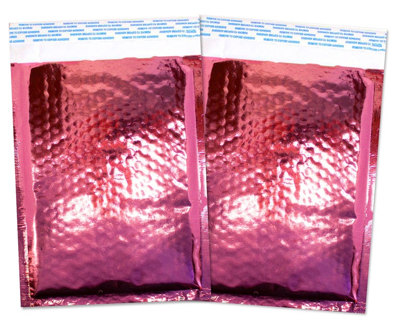 10-500 Lot~6x10 ~Pink Rose and Teal Combo Pack Metallic Foil Poly Bubble Mailers gallery