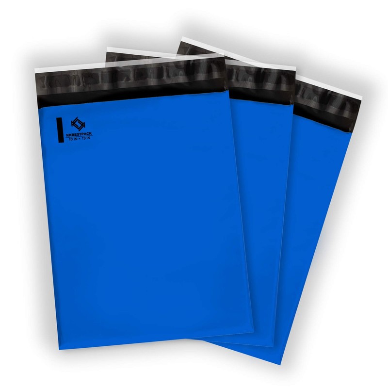 100 PCS 10×13 Inch Blue Poly Mailers Self Sealing Waterproof Shipping Bags