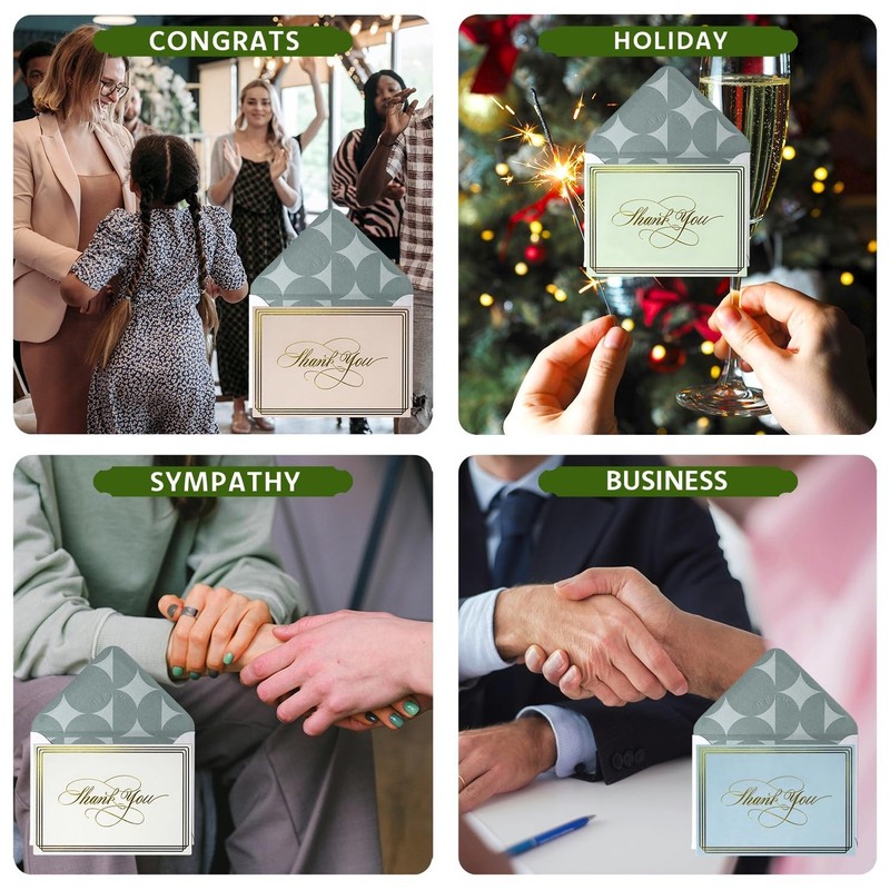 100-Pack Thank You Cards with Envelopes & Stickers, 3.5x5 Gold Foil Blank Notes gallery