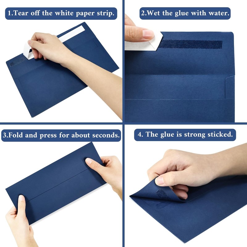 50 Pack #10 Business Envelopes, Navy Blue Standard Envelopes Self Seal, Letter S gallery