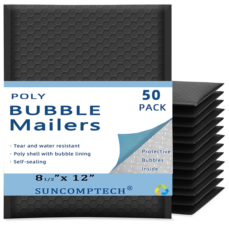#2 8.5×12 (8.5×11) Poly Bubble Padded Envelope Mailer Shipping Bag Black 50 PCS