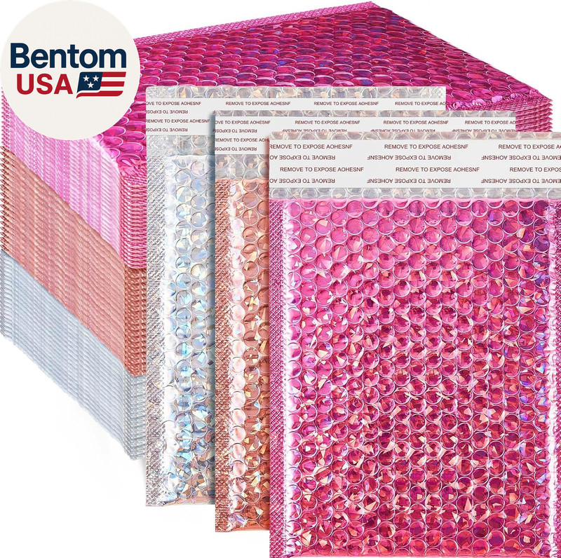60 Pcs 8 X 11.5 Inch Holographic Bubble Mailers Metallic Padded Envelopes Self S