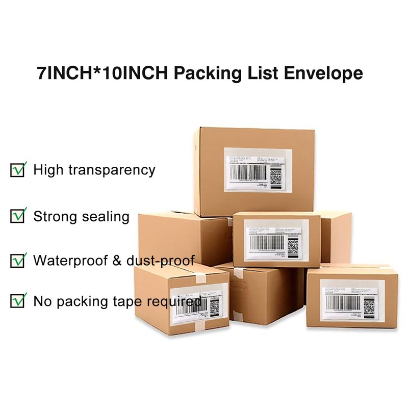 1000 Pcs 7'' x 10'' Clear Packing List Envelopes Adhesive Shipping Label Pouc... gallery