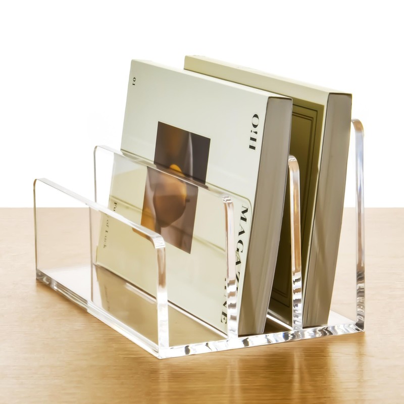 AIMOLLY 3 Compartments Clear Acrylic Mail Holder 3 Compartments, Transparent